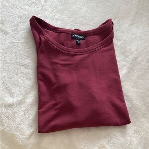 Express Women's Maroon Short Sleeve Top Large